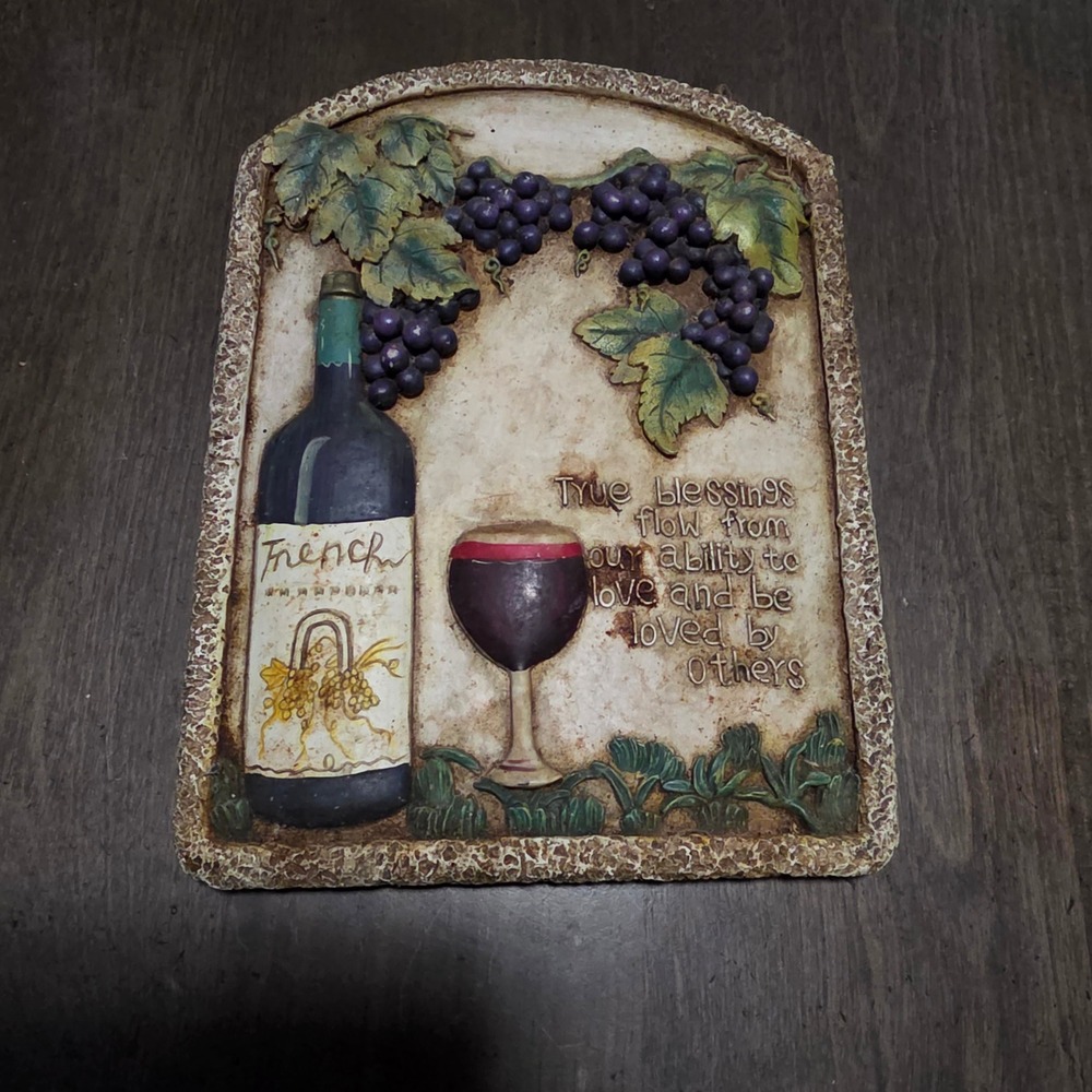 Unbranded Wine Wall Plaque 3D Relief Grape Vineyard quote Wall decor
